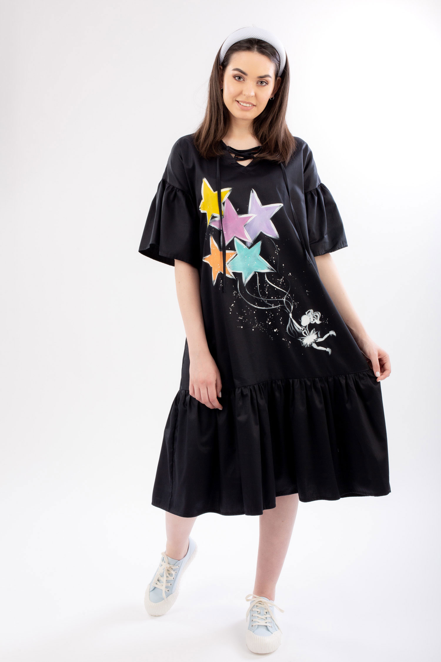 rochie-midi-pictata-cu-volane-olea-1