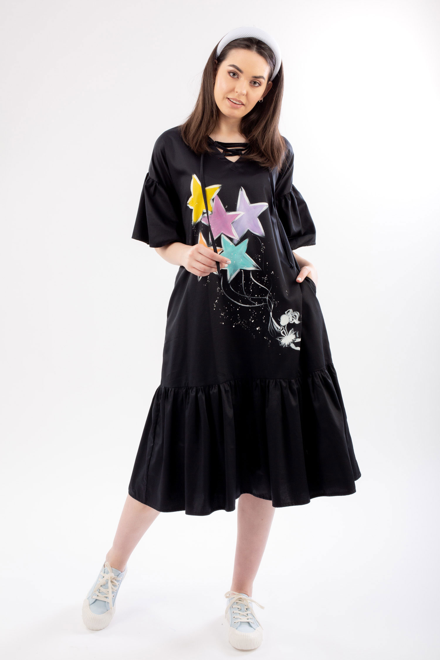 ROCHIE MIDI PICTATĂ CU VOLANE “OLEA” - imagine 4