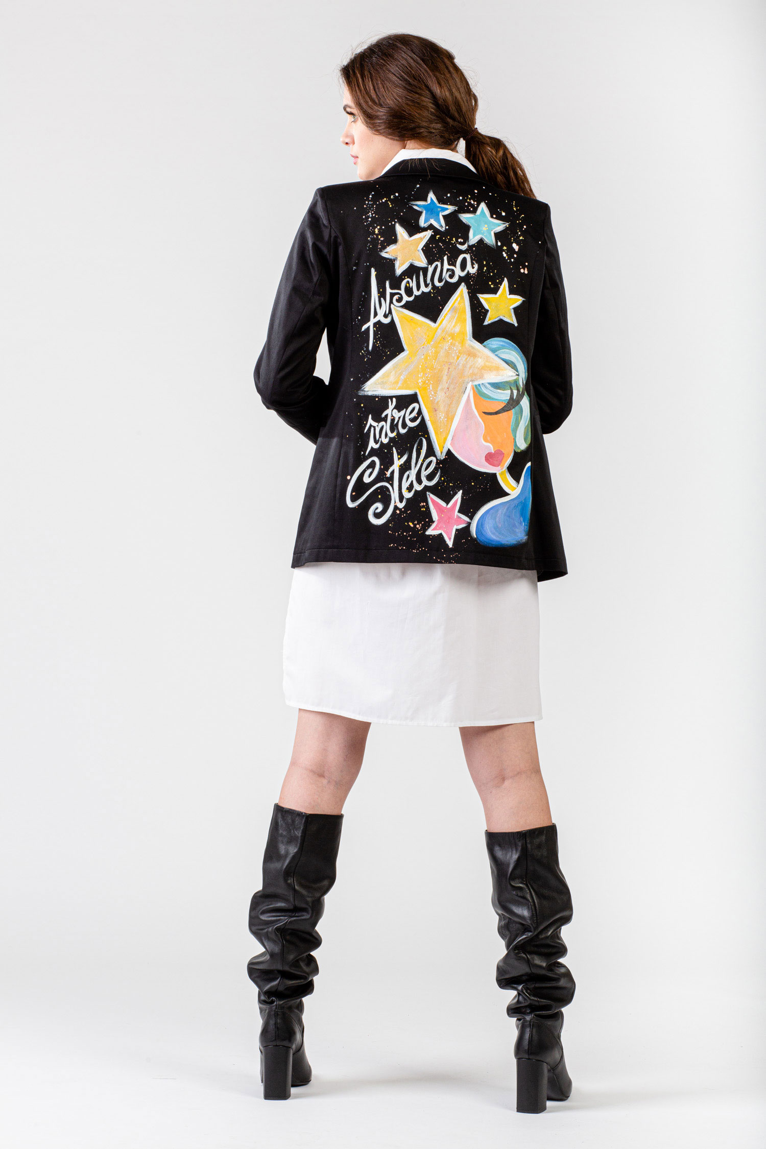 SACOU NEGRU PICTAT “ELLIS” - imagine 3