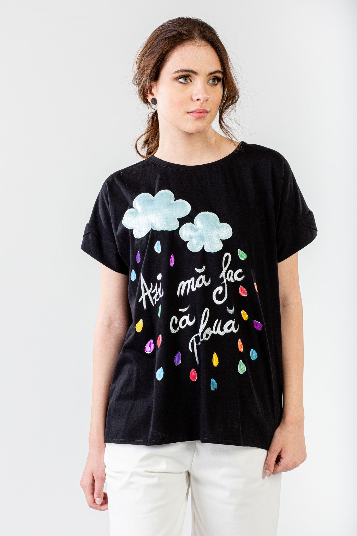 TRICOU NEGRU PICTAT “AMIA” - imagine 2