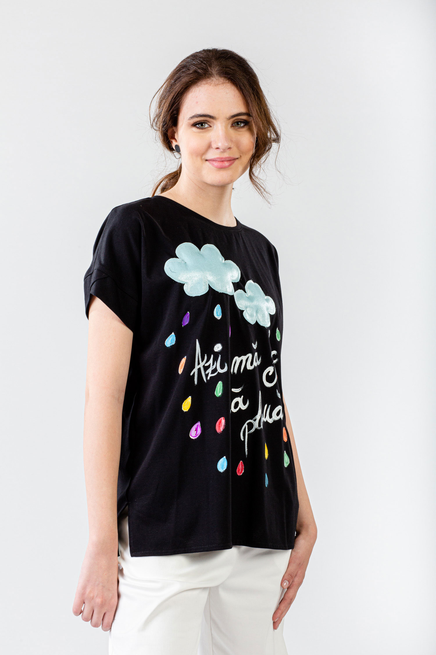 TRICOU NEGRU PICTAT “AMIA” - imagine 3