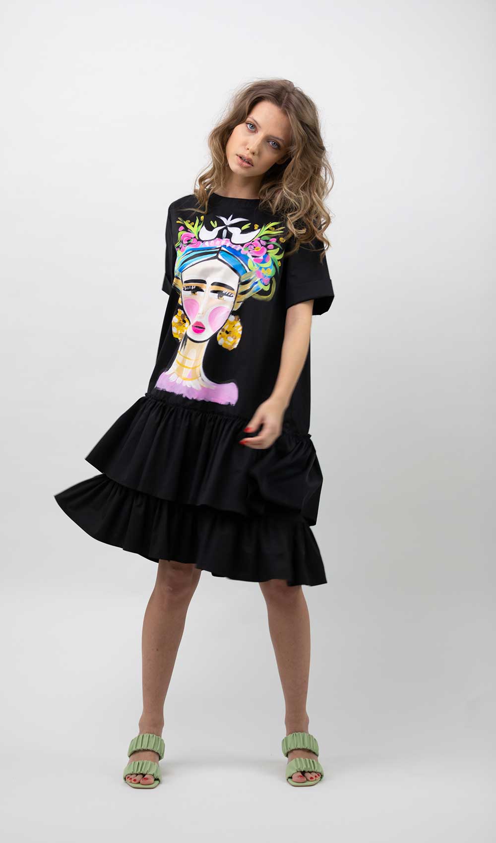 ROCHIE NEAGRĂ VOLANE "FIGA" - imagine 3