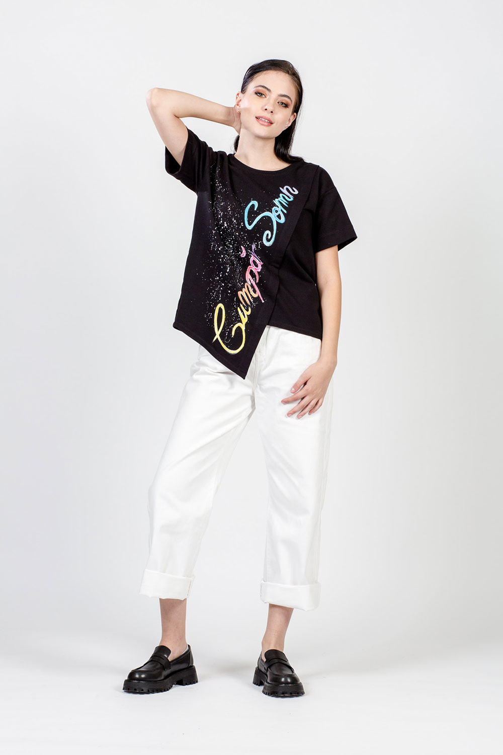 TRICOU ASIMETRIC PICTAT “SOMN” - imagine 2