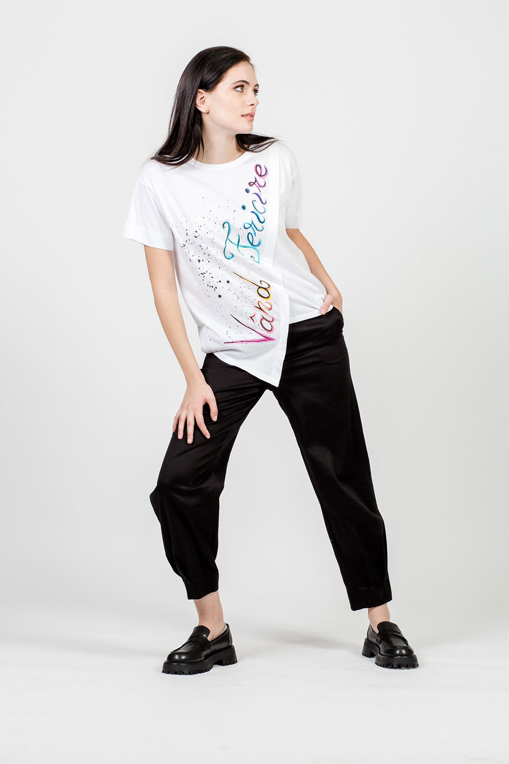 TRICOU ASIMETRIC PICTAT “VÂND FERICIRE” - imagine 3