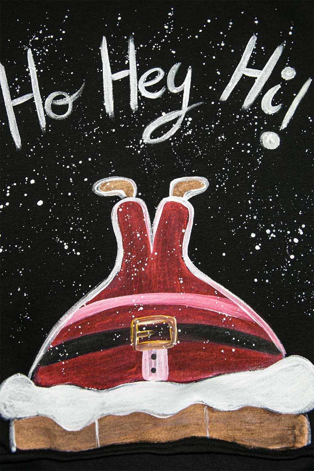 BLUZĂ NEAGRĂ PICTATĂ MANUAL “HO HEY HI “ - imagine 4