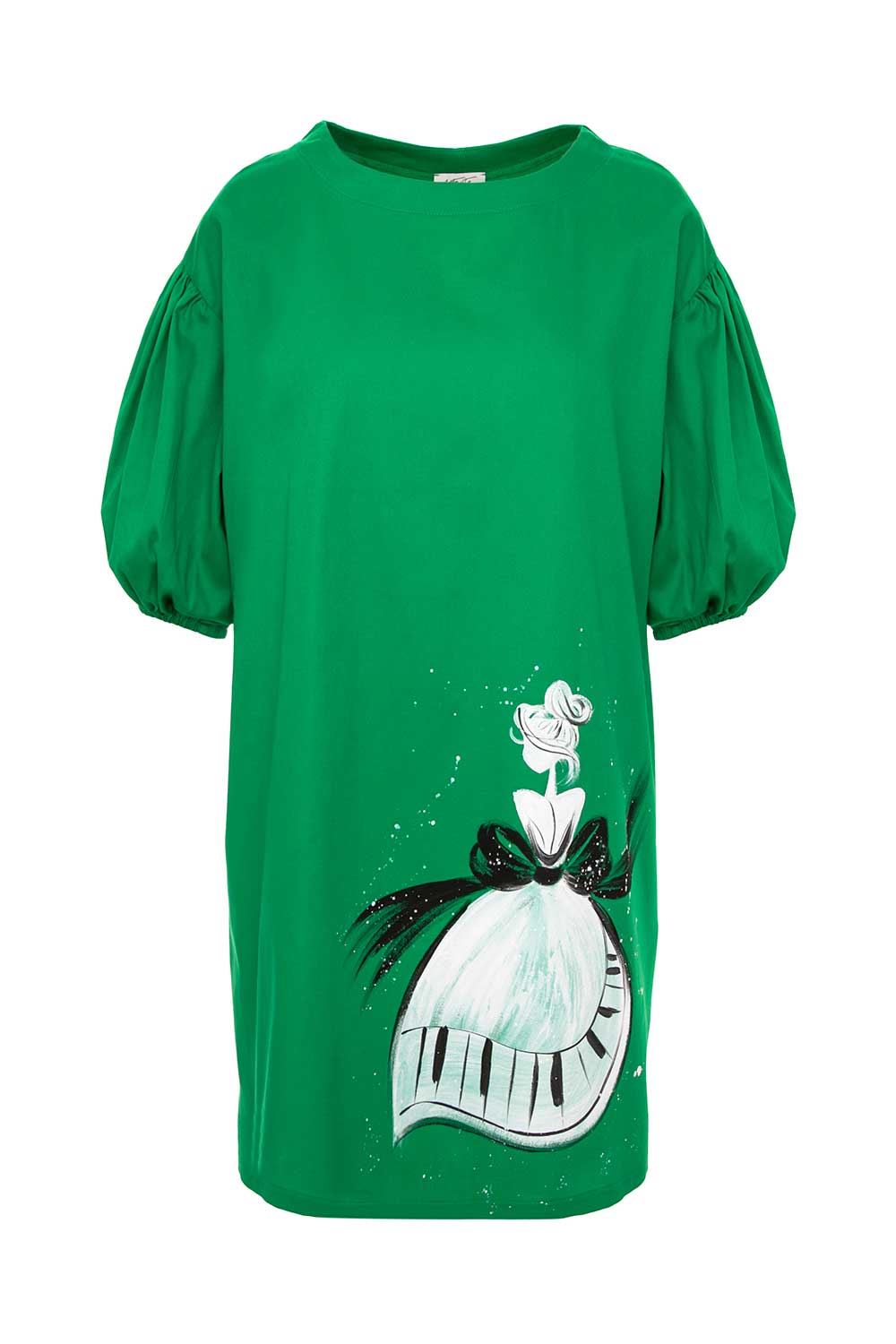 rochie-verde-lejera-pictata-manual-alb-negru-ezra-1
