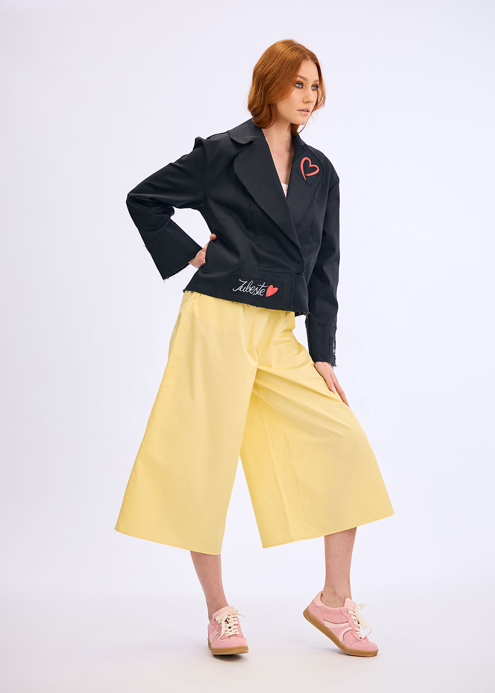 Pantaloni largi galbeni “Sunlight Flow” - imagine 10