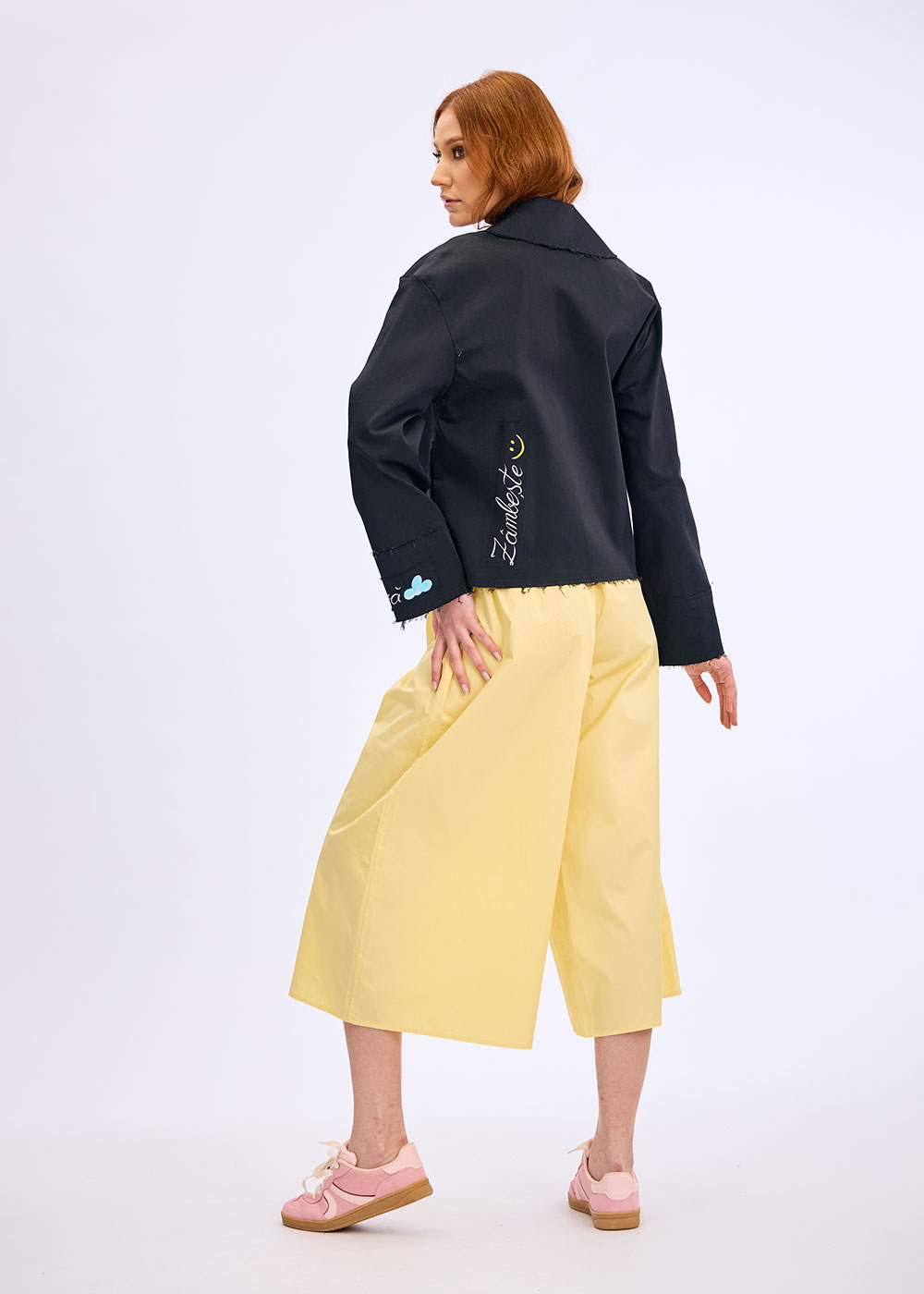 Pantaloni largi galbeni “Sunlight Flow” - imagine 2