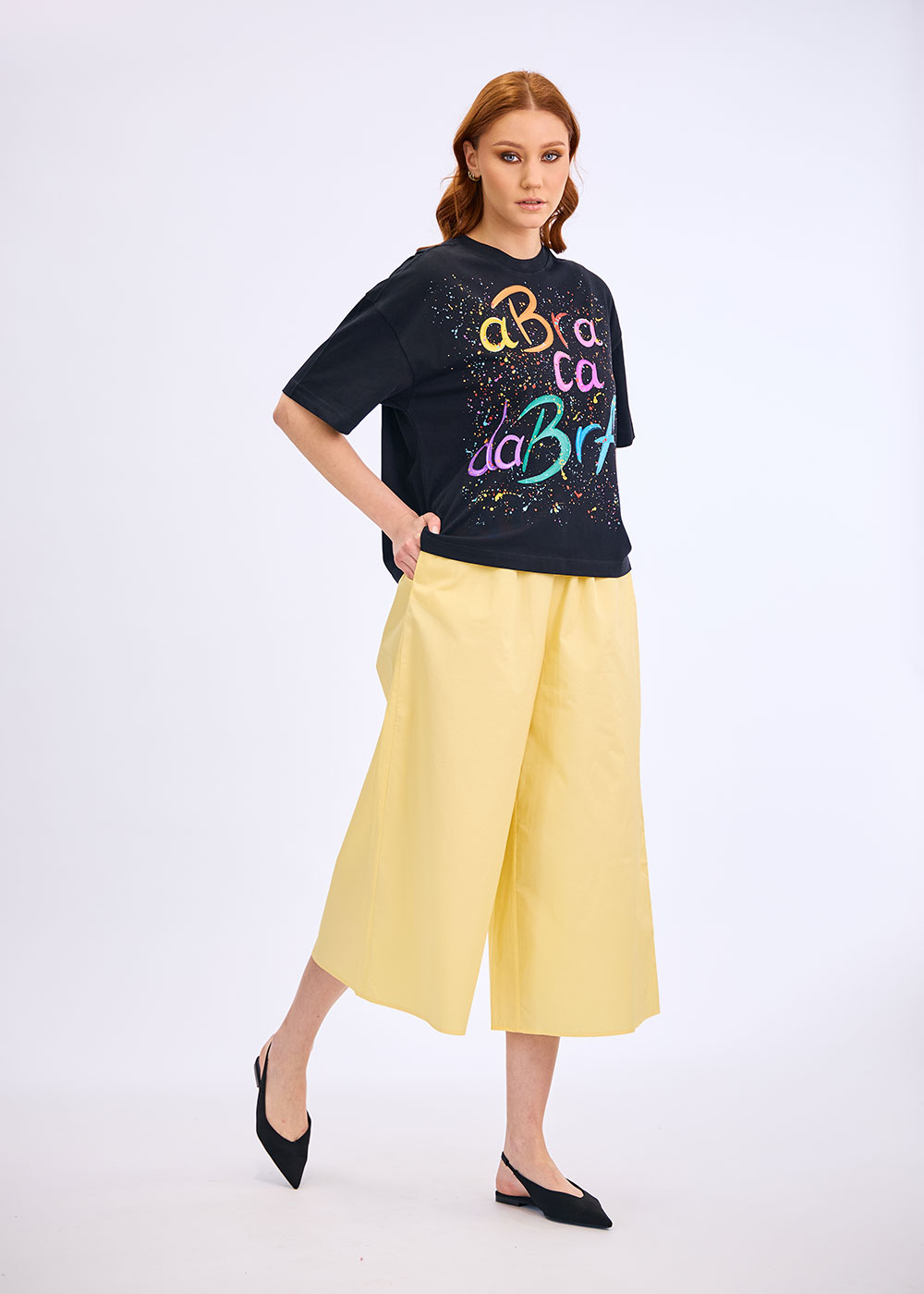 Pantaloni largi galbeni “Sunlight Flow” - imagine 6