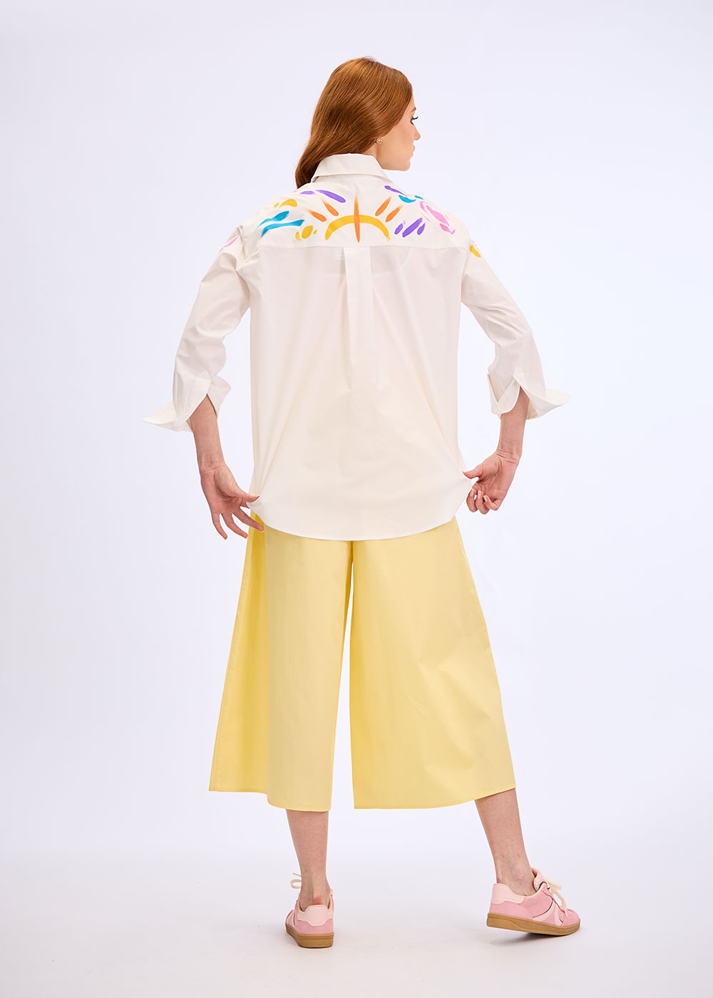 Pantaloni largi galbeni “Sunlight Flow” - imagine 9