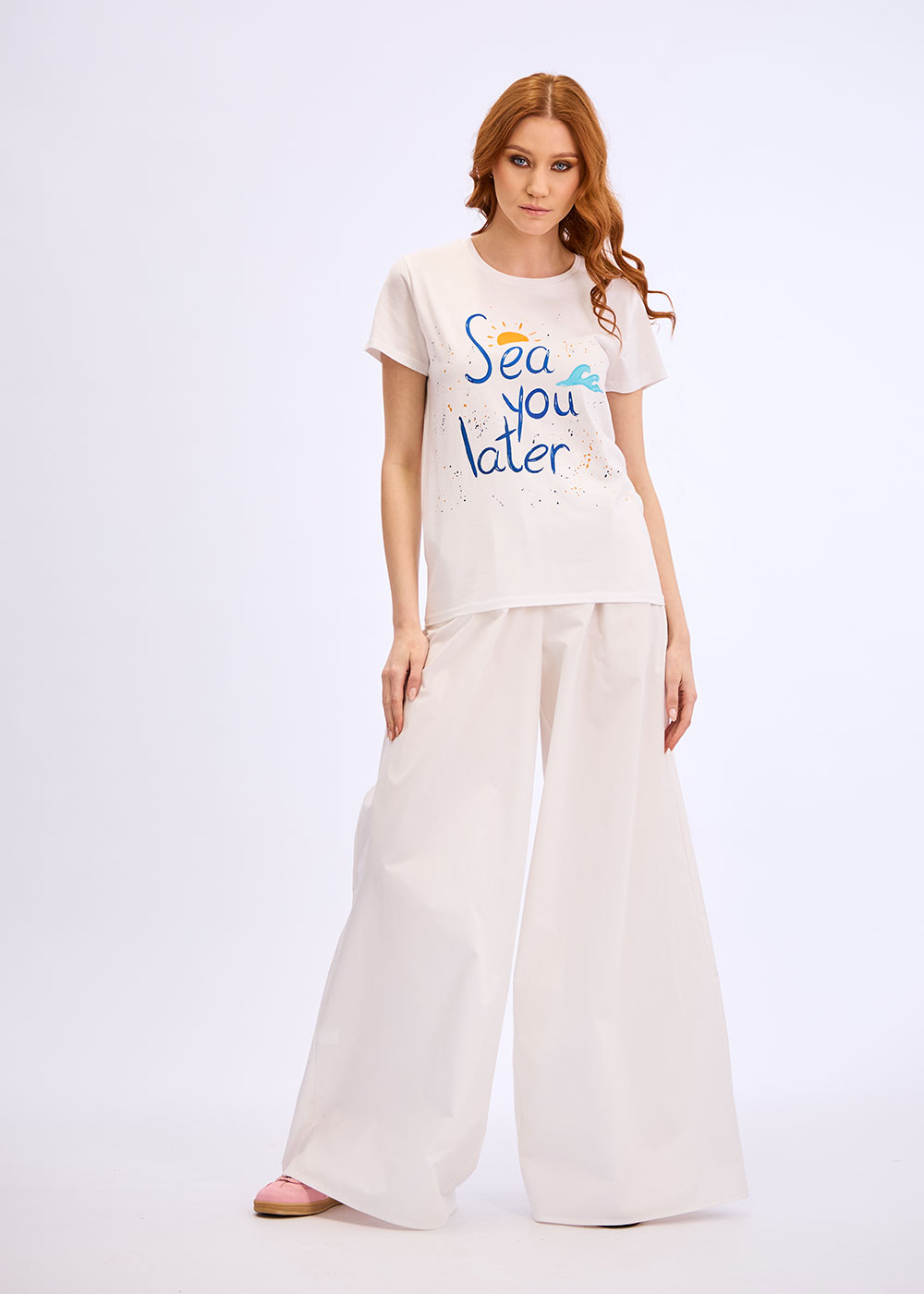 Tricou alb pictat manual “Sea you“ - imagine 4